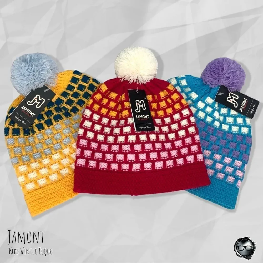 KID’S SINGLE-POM BEANIE FOR KIDS IN SUNDANCE YELLOW WINTER SKI HAT BRIGHT POMPOM